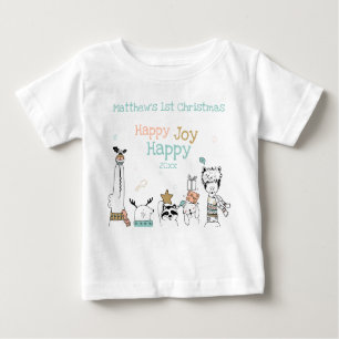 Wild Animals Baby's 1. Weihnachts Happy Joy Baby T-shirt