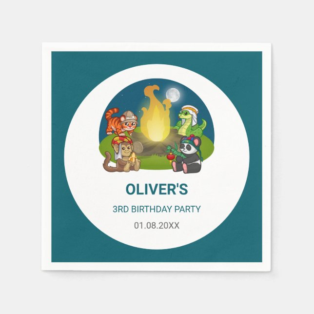 Wild Animals Jungle Night Camping Birthday Party  Serviette (Vorderseite)