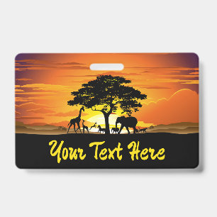 Wild Animals on African Savanna Sunset Ausweis