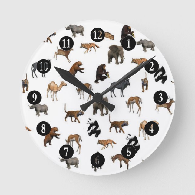 Wild Animals Runde Wanduhr (Vorderseite)