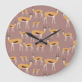 Wild Antelope Animal Pattern Große Wanduhr