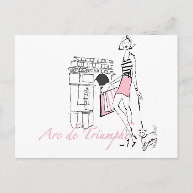 Wild Apple | Arc De Triomphe - Girly Sketch Postkarte (Vorderseite)
