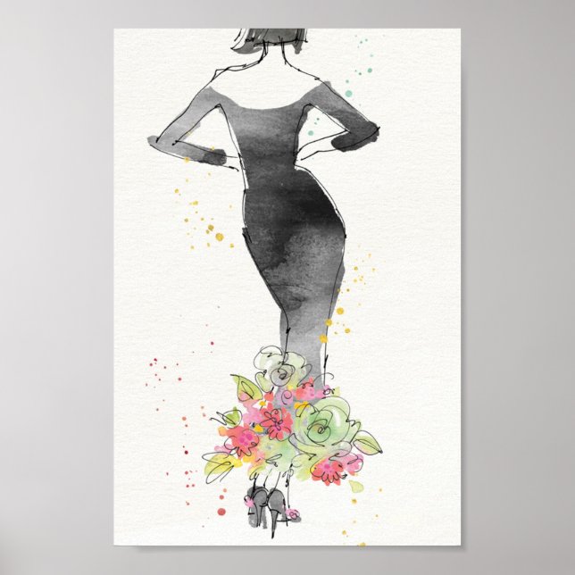 Wild Apple | Chic Floral Dress Sketch Poster (Vorne)