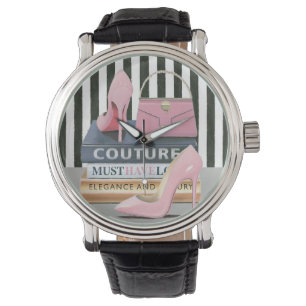 Wild Apple   Couture Streifen - Schuhe und Beutel Armbanduhr