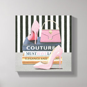 Wild Apple   Couture Streifen - Schuhe und Beutel Leinwanddruck