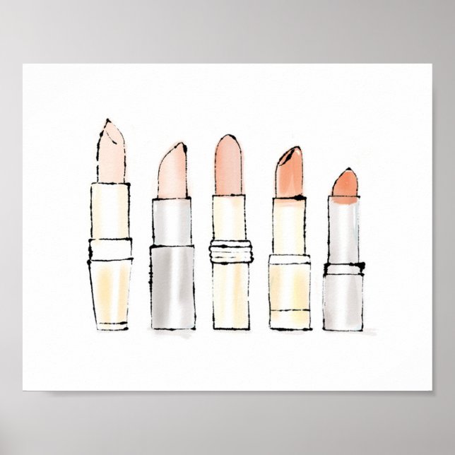 Wild Apple | Farbenfrohe moderne Lipstick-Sketch Poster (Vorne)