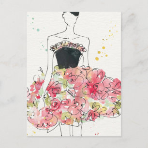 Wild Apple   Glamour florale Dress Sketch Postkarte