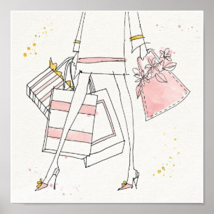Wild Apple   Modern Pink Fashion Sketch Poster