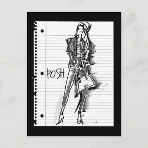 Wild Apple   Posh - Edgy Vintage Sketch Postkarte