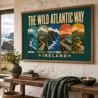Wild Atlantic Way Irland Landmark-Illustration Poster