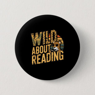 Wild auf das Lesen von Büchern Leser Liebhaber Bib Button