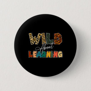 Wild auf Lernen Leopard Lehrer Byck Zur Schule Button