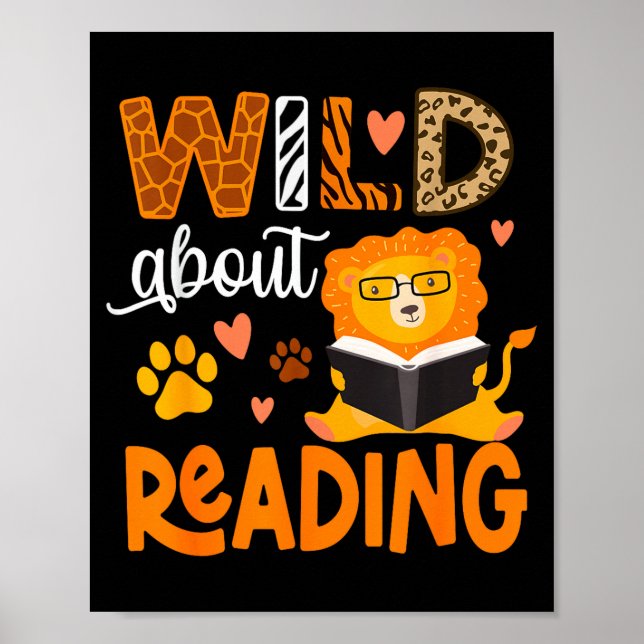 Wild aufs Lesen Buch Tier Kinderbuch Poster (Vorne)