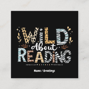 Wild aufs Lesen Buchliebhaber & Tierdesign Quadratische Visitenkarte