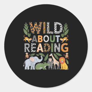 Wild aufs Lesen von Büchern und Bücherwurm Runder Aufkleber