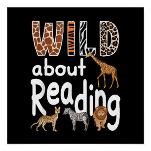 Wild aufs Lesen Zoo-Tiere Süßes Buchliebhaber Poster