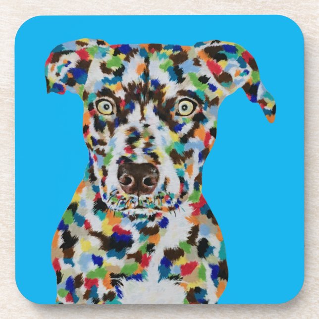 WILD ÄUGIGER HUNDE-UNTERSETZER GETRÄNKEUNTERSETZER (Vorderseite)