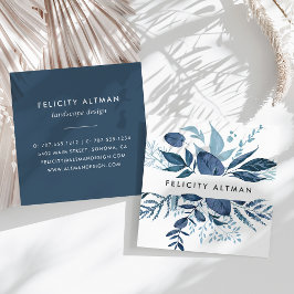 Wild Azure | Botanisch Quadratische Visitenkarte