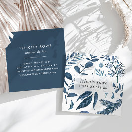 Wild Azure | Botanische Schrift Quadratische Visitenkarte