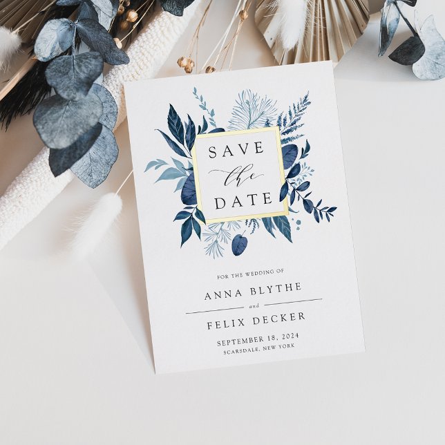 Wild Azure Foil Save the Date Card Folieneinladung (Von Creator hochgeladen)