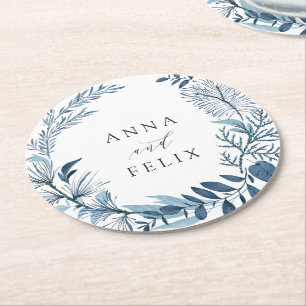 Wild Azure Personalisiert Wedding Runder Pappuntersetzer