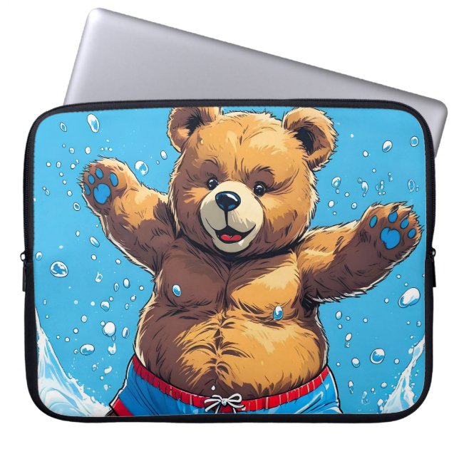 Wild Bear Summer Vintage Pool  Laptopschutzhülle (Vorderseite)