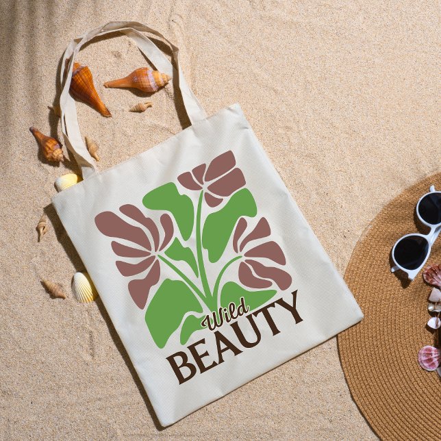 Wild Beauty Brown Floral Boho Elegant Grocery Tragetasche (Von Creator hochgeladen)