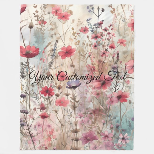 Wild Beauty Woven: Von Wildblumen gestaltet Fleecedecke (Vorderseite)