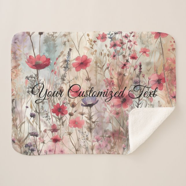 Wild Beauty Woven: Von Wildblumen gestaltet Sherpadecke (Vorderseite (Horizontal))