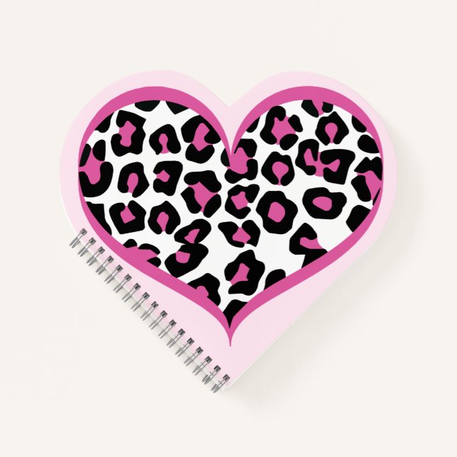 Wild bei Heart Leopard Print Notizbuch (Vorderseite)