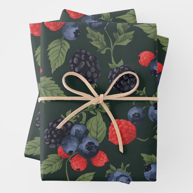 Wild Berries Muster Geschenkpapier | Brombeere,  Set (Beispiel)