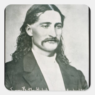 "Wild Bill" Hickok (b/w-Foto) Quadratischer Aufkleber