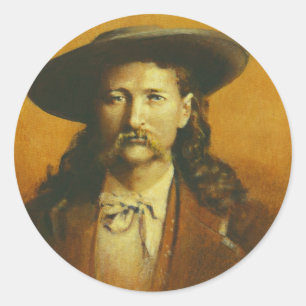 Wild Bill Hickok Illustration Runder Aufkleber