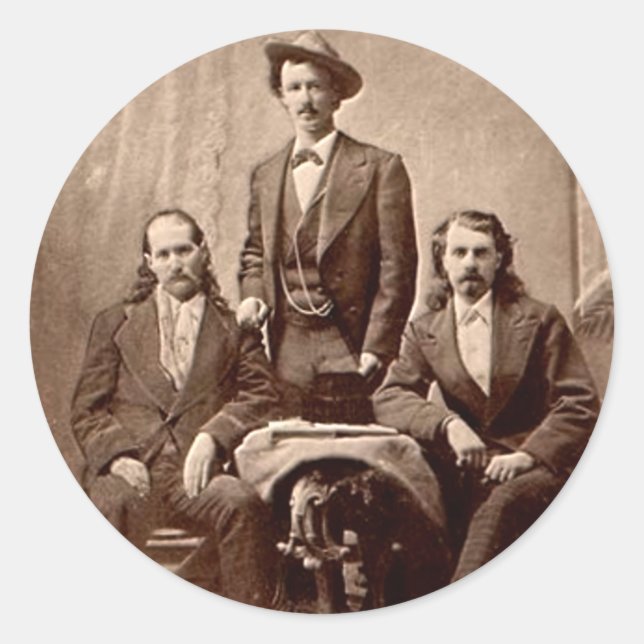 Wild Bill Hickok - Texas Jack - Buffalo Bill Runder Aufkleber (Vorderseite)
