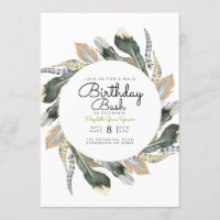 Wild Birthday Bash | Feather Watercolor Circle