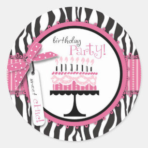 Wild Birthday Cake Sticker Pink