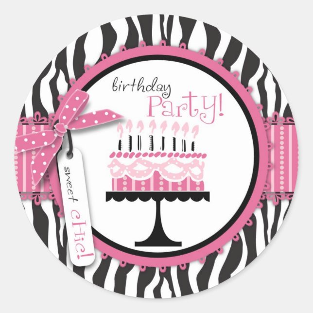 Wild Birthday Cake Sticker Pink (Vorderseite)