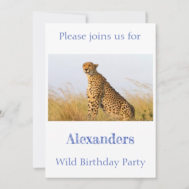 Wild Birthday Party Cheetah personalisiert Einladung (Vorderseite)