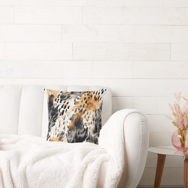Wild Black Cream Leopard Animal Print Kissen (Liege)