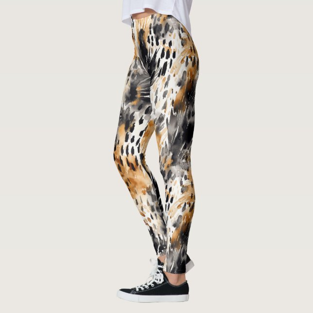 Wild Black Cream Leopard Animal Print Leggings (Links)