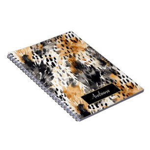 Wild Black Cream Leopard Animal Print Notizblock