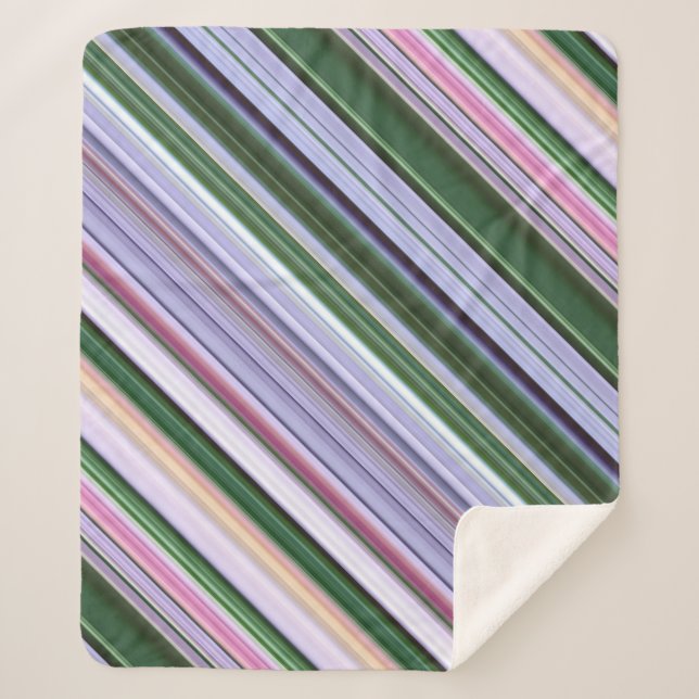 Wild blaue Aster Lila, blau und grün Streifen Sherpadecke (Vorderseite)