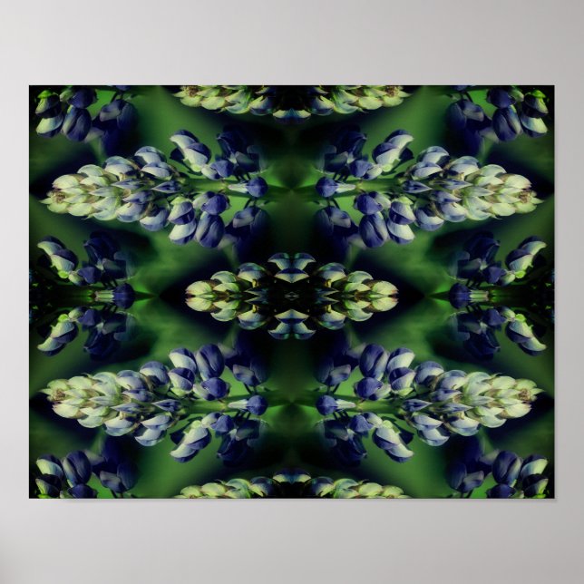 Wild Blaue Lupine Blume Natur Abstrakt Poster (Vorne)
