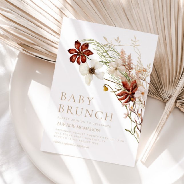 Wild Bloom Rustic Floral Baby Brunch Einladung (Von Creator hochgeladen)