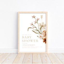Wild Bloom Rustic Floral Baby Dusche Willkommen Poster