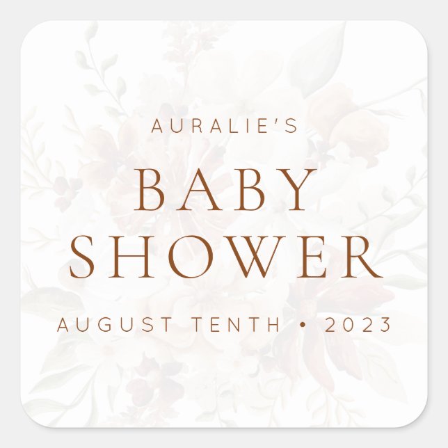 Wild Bloom Rustic Floral Einladung & Gefallen Quadratischer Aufkleber (Vorderseite)