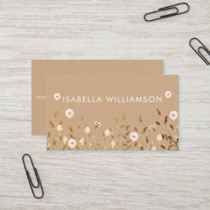 Wild Blossom Gold Glitzer Floral Elegant Kraft Visitenkarte