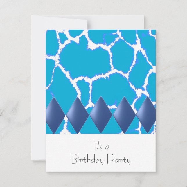 Wild Blue Giraffe Muster Geburtstag Einladung (Vorderseite)