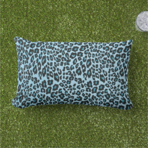 Wild Blue Leopard Print Throw Kissen