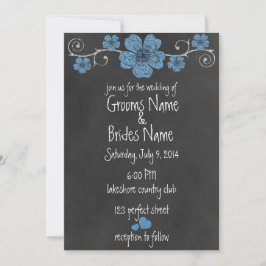 Wild Blue Rose Chalkboard Hochzeit Einladung